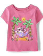 Baby And Toddler Girls Cat Hammock Graphic Tee