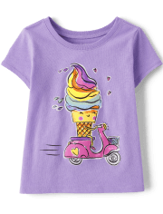 Baby And Toddler Girls Ice Cream Scooter Graphic Tee