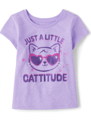 Baby And Toddler Girls Cattitude Graphic Tee