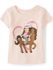 Camiseta con estampado de caballo para bebés y niñas pequeñas