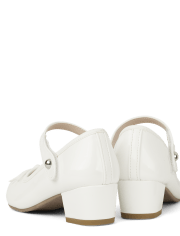 Zapatos de tacón bajo de charol sintético con lazo para niñas