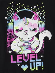 Camisetas estampadas Niña Level Up Cat
