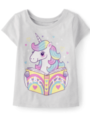 Baby And Toddler Girls Reading Unicorn Graphic Tee