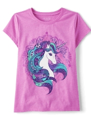 Camiseta con estampado de unicornio para niñas