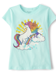 Girls Rainbow Unicorn Graphic Tee