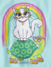 Girls Cat Turtle Graphic Tee