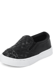 Toddler Girls Glitter Quilted Slip On Sneakers