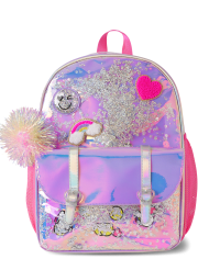 Girls Holographic Shakey Happy Face Backpack