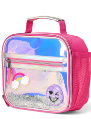 Girls Holographic Shakey Happy Face Lunchbox