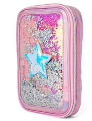 Girls Rainbow Sequin Shakey Star Pencil Case