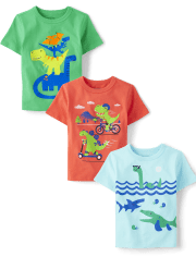 Baby And Niños pequeños Boys Dino Camisetas estampadas 3-Pack