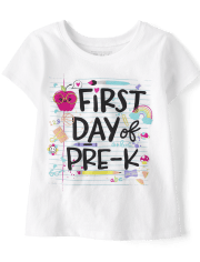 Camiseta con estampado del primer día de prekínder para niñas pequeñas