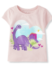 Baby And Toddler Girls Dino Heart Graphic Tee
