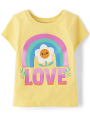 Baby And Toddler Girls Love Flower Graphic Tee