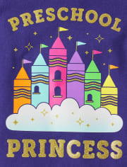 Camiseta con estampado de princesa de preescolar para niñas pequeñas