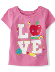 Baby And Toddler Girls Love Apple Graphic Tee
