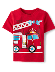 Baby And Toddler Boys Fire Truck Graphic Tee