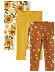 Toddler Girls Sunflower Leggings 3-Pack