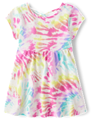 Vestido con espalda cruzada y estampado para bebés y niñas pequeñas
