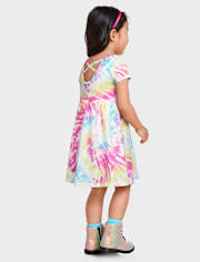 Vestido con espalda cruzada y estampado para bebés y niñas pequeñas