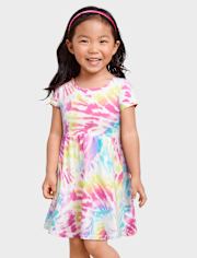 Vestido con espalda cruzada y estampado para bebés y niñas pequeñas