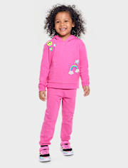 Toddler Girls Rainbow Fleece 2-Piece Outfit Set