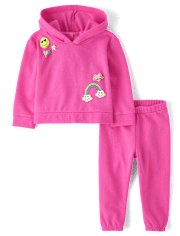 Toddler Girls Rainbow Fleece 2-Piece Outfit Set