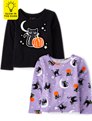 Toddler Girls Cat Top 2-Pack