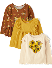 Toddler Girls Sunflower Top 3-Pack Top