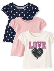 Toddler Girls Love Dot Top 3-Pack