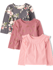 Toddler Girls Glitter Butterfly Top 3-Pack