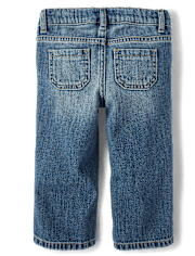 Toddler Girls Patch Pocket Wide Leg Jeans