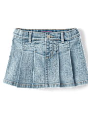 Toddler Girls Pleated Denim Skort