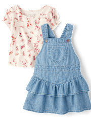 Toddler Girls Floral Ruffle 2-Piece Outfit Set