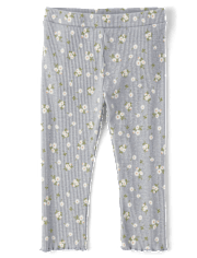 Toddler Girls Floral Ribbed Leggings