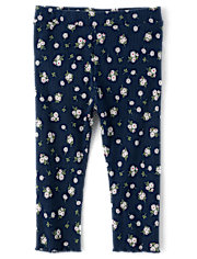 Toddler Girls Floral Ribbed Leggings
