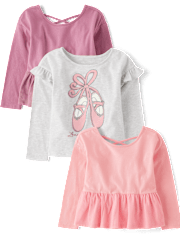 Toddler Girls Ballerina Peplum Top 3-Pack