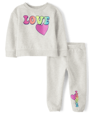 Toddler Girls Love Fleece 2-Piece Outfit Set