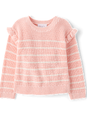 Toddler Girls Striped Flutter Sweater