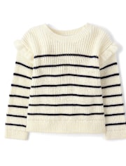 Toddler Girls Striped Flutter Sweater