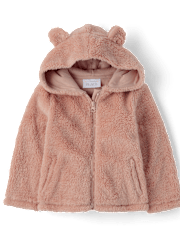 Toddler Girls Bear Sherpa Zip Up Hoodie