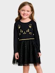Robe tutu chat pailleté pour bébés et petites filles