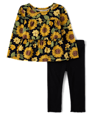 Toddler Girls Sunflower 2-Piece Outfit Set