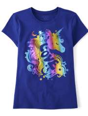 Girls Rainbow Unicorn Love Graphic Tee