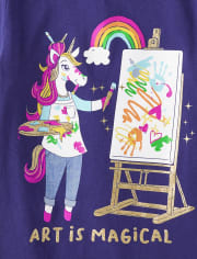 Girls Unicorn Art Graphic Tee