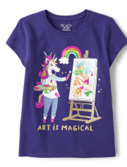 Girls Unicorn Art Graphic Tee