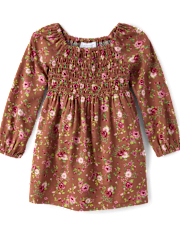 Vestido fruncido floral para bebés y niñas pequeñas