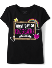 Camiseta gráfica para niñas del primer día de jardín de infantes