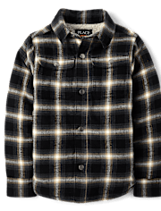 Boys Plaid Sherpa Lined Shacket