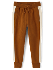 Pantalones jogger de polar con rayas laterales para niños